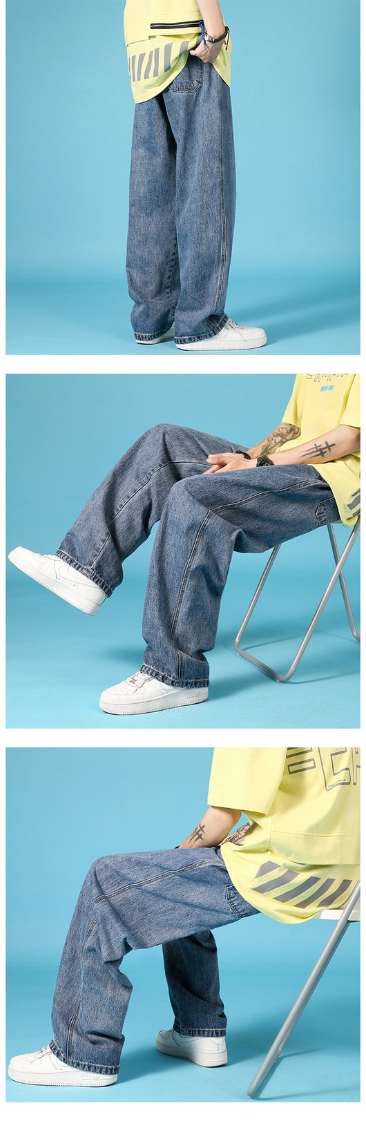 Pantalones Cargo Denim Holgados para Hombre con Cierre Hip Hop - Image 9