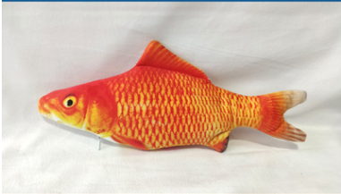 Orange and white clownfish plush cat toy with black accents, featuring a small zipper on its underside. - Image 7