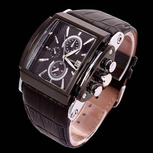 Reloj Pulsera de Cuero Cuadrado para Hombre - Image 4