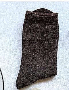 Calcetines Dama con Borde Brillante Oro y Plata en Seda y Encaje - Image 8