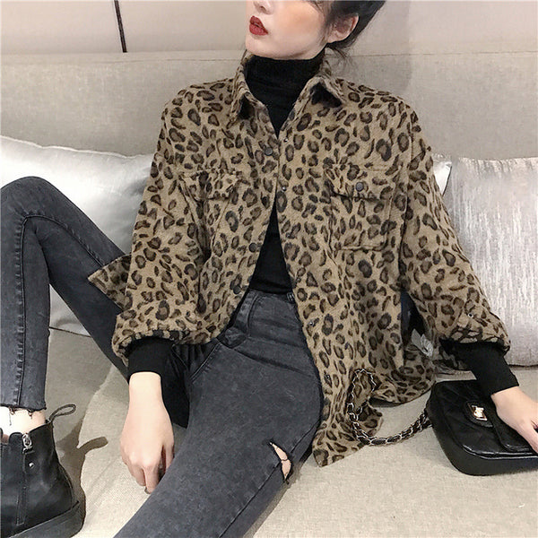 Camisa Suelta Estampado Leopardo