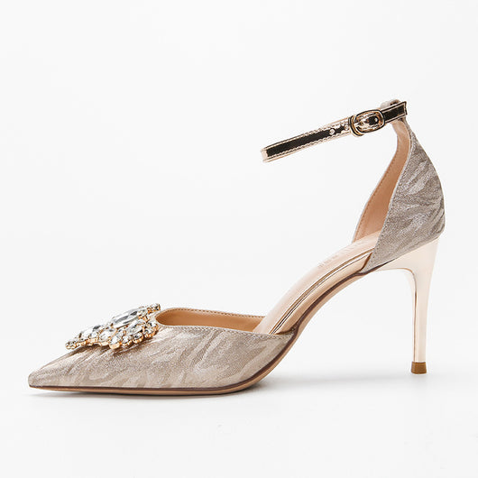 Zapatos de Tacón Stiletto Puntiagudo con Cristales para Novia - Image 9