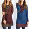 Blusa Casual de Manga Larga con Parches en Codos y Cuello Cowl para Mujer