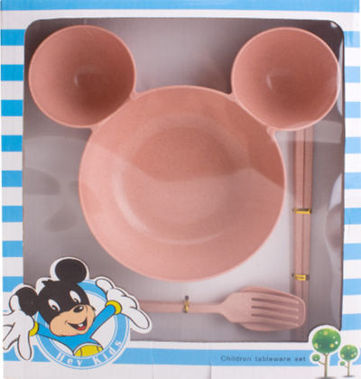 Juego de Comida Infantil Mickey Mouse en Fibra de Trigo - Plato, Cubiertos y Palillos - Image 21