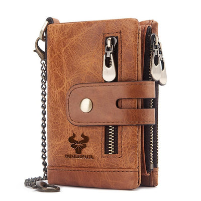 Billetera Retro de Cuero para Hombre con Múltiples Tarjetas y Protección RFID