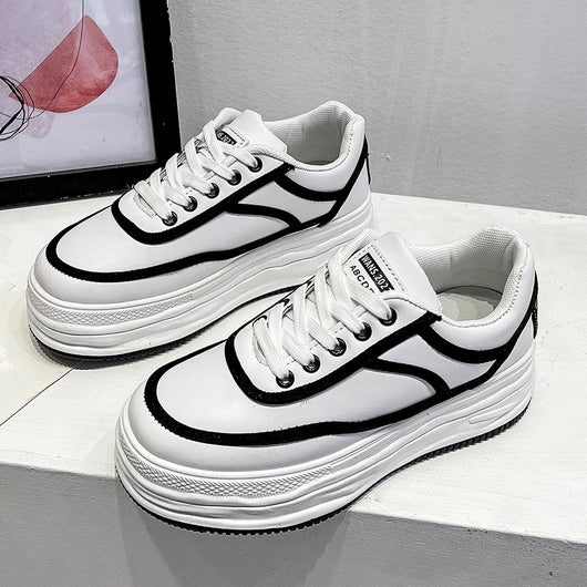 Zapatillas Blancas Mujer Suela Gruesa Estilo Coreano - Image 3