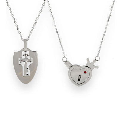 Conjunto de Joyas para Pareja de Acero de Titanio - Pulsera de Candado y Collar de Llave - Image 22