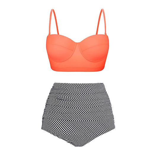 Bikini Retro Cintura Alta Flores Push Up Talla Grande Traje de Baño - Image 9