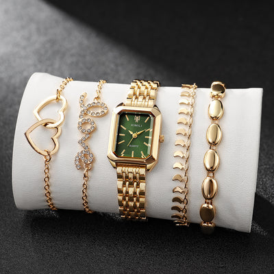 Reloj Cuadrado Elegante para Mujer con Pulsera Corazón - Image 10