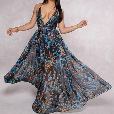 Vestido de Gasa con Escote en V Profundo y Espalda Descubierta - Image 2