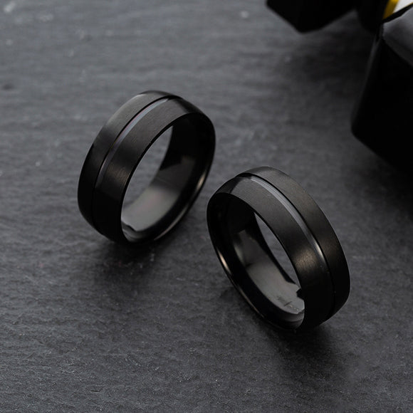 Anillo de Acero Titanio Negro Intenso