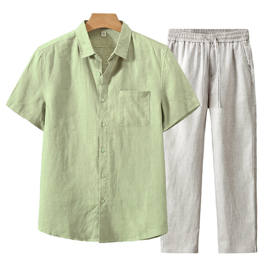 Camisa de Lino Manga Corta para Hombre - Traje Ejecutivo - Image 5