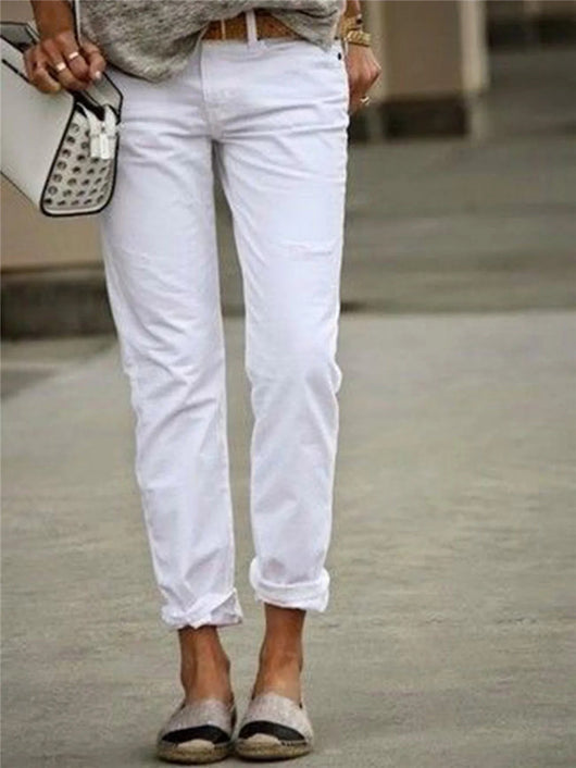 Jeans de Corte Casual para Diario en Color Sólido - Image 10