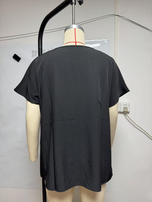 Blusa Estampada de Lunares para Mujer - Cuello Redondo y Manga Corta - Image 8