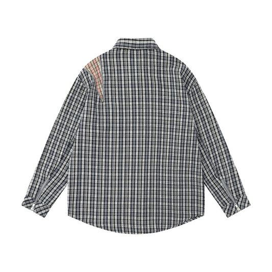 Camisa de Manga Larga a Cuadros con Bolsillo Bordado para Hombre - Image 2