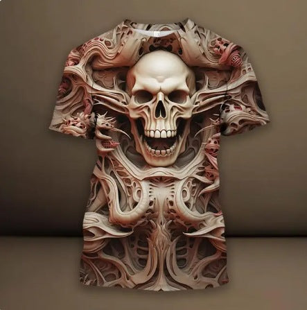 Playera Hip Hop 3D Calavera Estampado Europeo Tendencia Urbana - Image 21