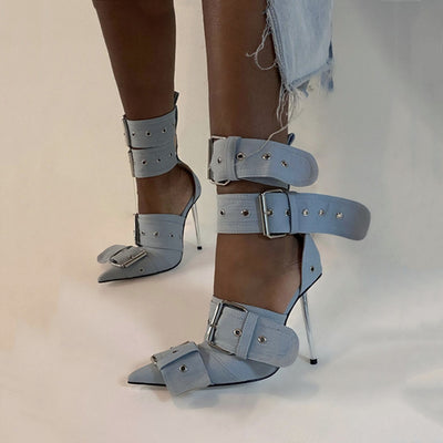 Sandalias de Tacón Alto Punta Cerrada con Hebilla Grande - Zapatos Sexy para Mujer - Image 4