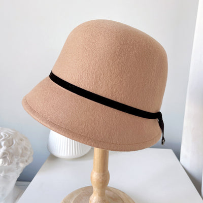 Sombreros de Fieltro de Lana para Mujer con Moño Elegante - Image 3