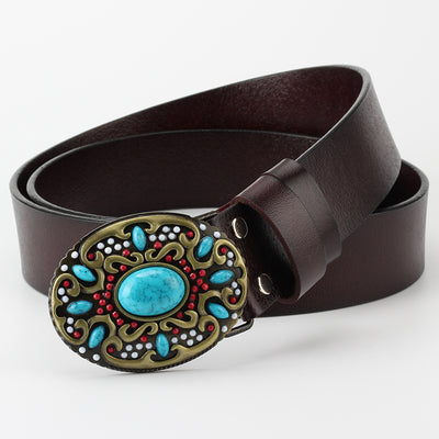 Cinturón de Cuero para Mujer con Adornos de Cuentas Decorativas - Image 2