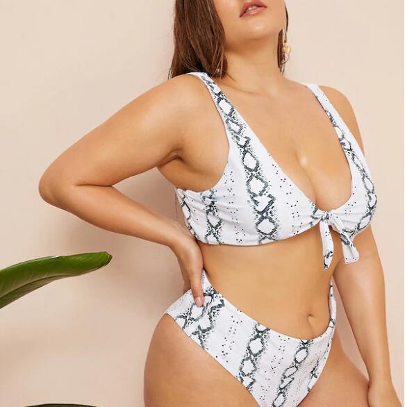 Traje de Baño Talla Grande con Nudo Cintura Alta Sensual