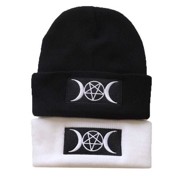 Gorro Gótico de Punto con Bordado Estilo Europeo y Estadounidense