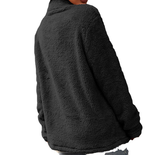 Chaqueta Plush con Cuello Alto y Cierre de Cremallera para Mujer - Image 2