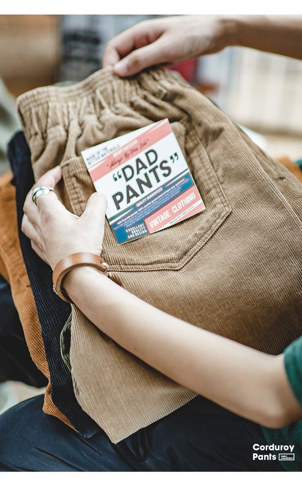 Pantalones Corduroy Vintage Marrón Hombre - Estilo Harajuku Recto Cargo Retro