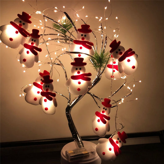 Guirnalda LED Navideña con Muñecos de Nieve y Copos de Nieve