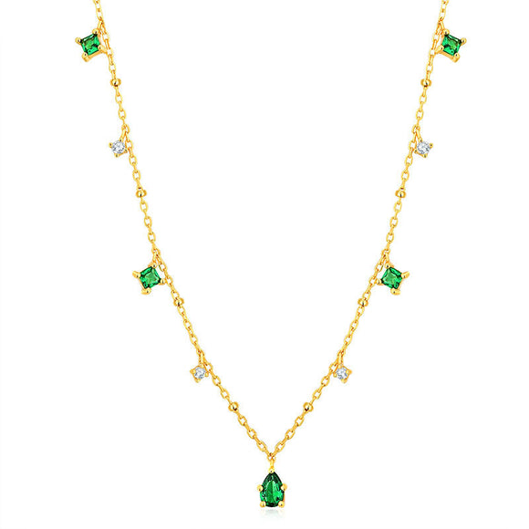 Collar de Zircón Esmeralda con Gota de Agua Generosa