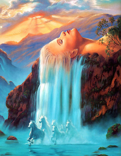 Cuadro de Diamantes Cascada de Cabello - Punto de Perforación Caballo