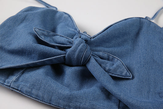 Camiseta Denim con Moño para Mujer - Diseño Versátil para Verano - Image 9