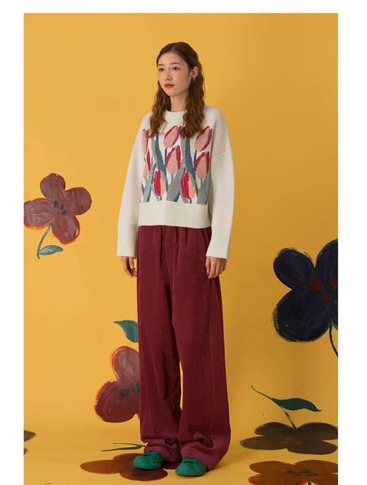 Suéter Holgado con Estampado Vintage de Tulipanes - Image 6