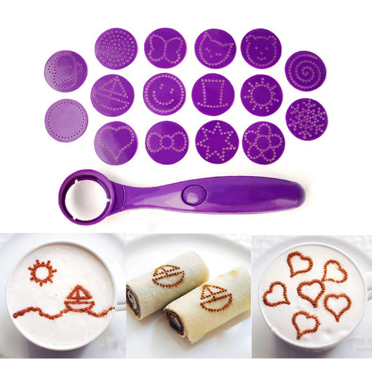 Cucharas Decoradoras Mágicas con 16 Diseños para Café, Postres y Alimentos