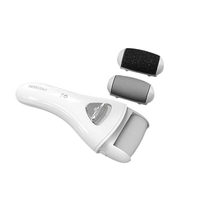 White PRITECH electric pedicure device with a grey roller and silver power button for smooth feet. - Image 5