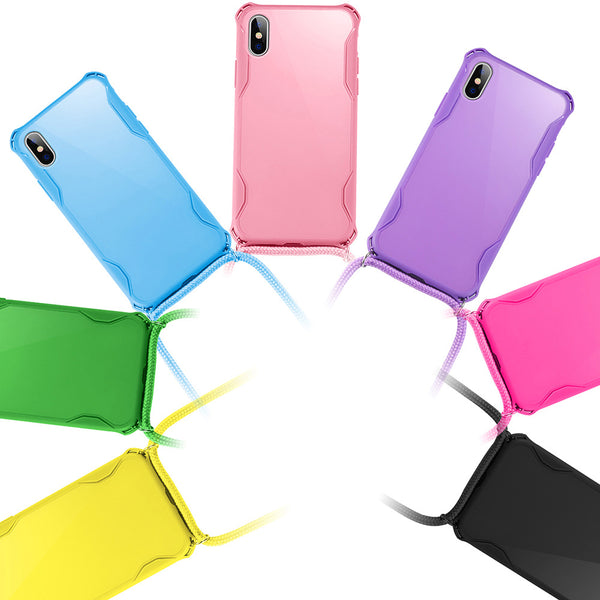 Funda de Celular Apple con Cadena Colgante en Colores Caramelo