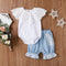 Conjunto de Dos Piezas para Bebé Niña: Vestido de Encaje y Shorts Denim (0-2 Años)