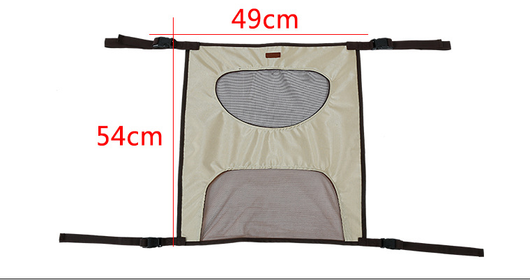 Grey pet car fence installed in a car's rear seat, separating the front and back, with a white Bull Terrier. - Image 3