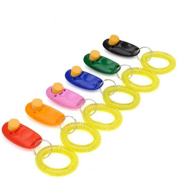 Clicker de Adiestramiento para Perros con Llavero y Correa - 7 Colores