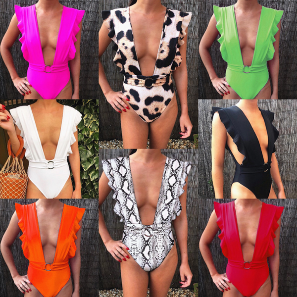 Traje de Baño Escotado con Volantes