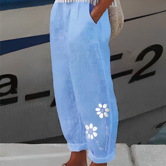 Pantalones Casuales Vintage de Algodón y Lino con Bolsillos - Image 5