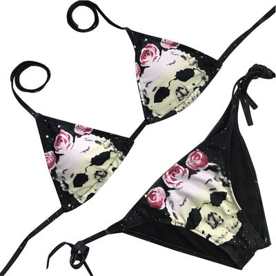 Bikini Estampado Calavera para Mujer - Traje de Baño Dividido Europeo