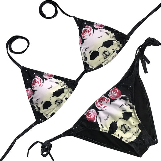 Bikini Estampado Calavera para Mujer - Traje de Baño Dividido Europeo