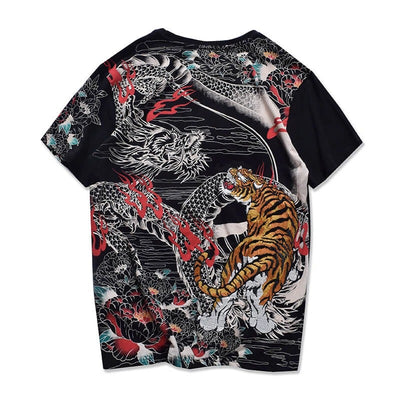Playera Vintage con Bordado de Tigre