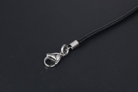 Collar Tejido de Lino Negro con Cuerda de Cera - Image 4