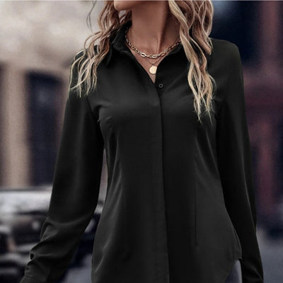 Blusa Ejecutiva Solapa Satinada Manga Larga Slim Fit para Mujer - Image 6