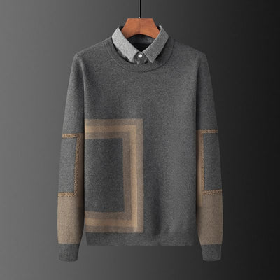 Suéter Falso Dos Piezas para Hombre con Cuello de Camisa - Image 6