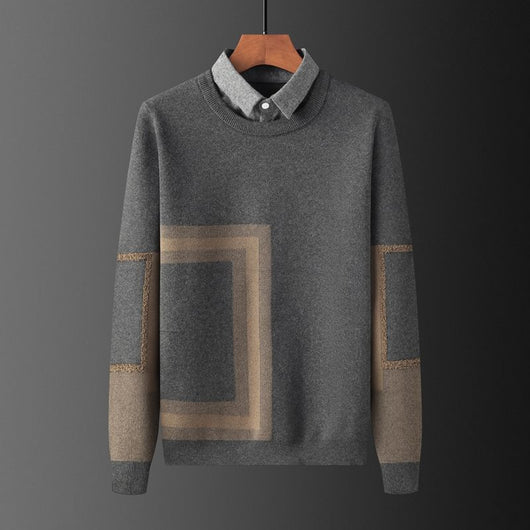 Suéter Falso Dos Piezas para Hombre con Cuello de Camisa - Image 6