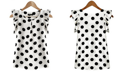 Blusa Chifón Manga Corta Punto Onda Talla Grande con Volantes Lotus - Image 2