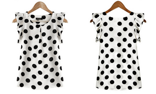 Blusa Chifón Manga Corta Punto Onda Talla Grande con Volantes Lotus - Image 2