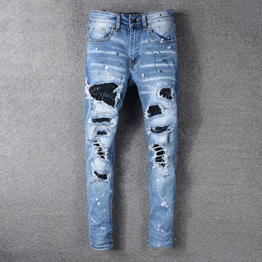 Jeans para Hombre con Parches Desgastados